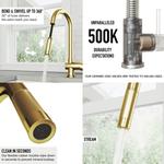 Смеситель для кухни Vigo Gramercy Pull-Down, matte brushed gold - фото 6