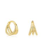 Серьги-кольца Tous Basics Short Triple With Embossed, 7 мм, золото - фото