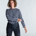 Парусная рубашка с длинными рукавами женская 100 синяя/белая TRIBORD, черный синий - фото