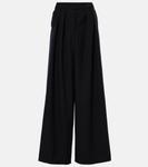 Широкие брюки из плиссированной шерсти Dries Van Noten, черный - фото