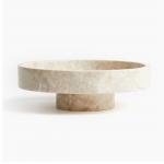 Мраморная салатница на ножке H&M, бежевый - фото