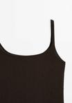 Топ Massimo Dutti FLOWING ROUND NECK WITH STRAPS, Dark Brown - фото 9