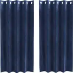 Плотные шторы , 2 шт., темно-синие, 140 x 175 см, бархат vidaXL - фото