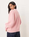 Розовый пушистый джемпер с высоким воротом ASOS DESIGN - фото 3