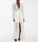 Платье макси с цветочным принтом Alessandra Rich, White-Pink - фото 2