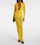 Прозрачное кружевное платье Alex Perry, желтый - фото 2