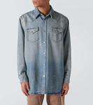 Рубашка из потертого денима Acne Studios, светло-синий - фото 3