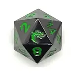 d20 Черный никель с зеленым, Metal Dice - Halfling Forged - фото