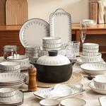 CERAMICS Набор керамических тарелок и мисок, 89 предметов, включая керамический горшок, японский минимализм, подглазурная окраска, для дома, подарок на новоселье - фото