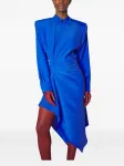 Платье асимметричного кроя с объемными плечами Mugler, синий - фото 4