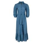 Платье джинсового фасона с рюшами Conquista, синий - фото