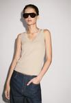 Футболка Massimo Dutti RIBBED V-NECK WITH THICK STRAPS, Beige - фото