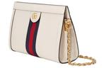 Сумка ophidia gold logo stripe webbing leather chain shoulder messenger bag small white classic Gucci, белый - фото 3