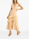 Макси-платье с оборками Jordie Loveshackfancy, бежевый - фото