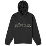 Худи Moncler Dragon Flocked Logo Popover, черный - фото