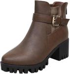 Женские ботильоны Luxury Divas с массивным каблуком, Brown - фото