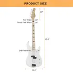 Glarry Белый электрический бас-гитара GP PRO без накладки - фото 2