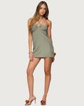 Edikted Anetta keyhole halter mini dress in olive - фото