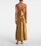 Платье-комбинация из атласа в стиле прованс Galvan, оливковый - фото 3