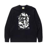 Футболка BAPE ABC Camo Japanese Letters Long-Sleeve Tee, Black/Grey - фото