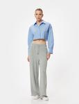Тканевые брюки Koton Wide leg Pants, серый - фото 4