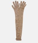 Перчатки с пайетками Brunello Cucinelli, Beige - фото