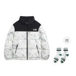 LINING Пуховик унисекс бело-серый горный - фото