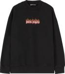 Толстовка Palm Angels Burning Logo Crewneck 'Black/White', черный - фото