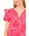 Топ CeCe Shoulder Smocking Ruffle Sleeve Tie Top, цвет Magenta - фото 3