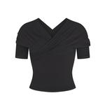 Топ SKIMS Cotton Jersey Wrap, черный - фото