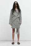 Платье H&M Linen-blend Wrap Geometric Pattern, кремовый - фото 3