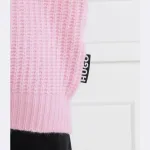 Свитер оверсайз из шерсти сезамии Hugo, розовый - фото 4