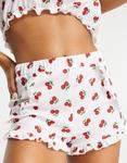 Майка Miss Selfridge с оборками и короткая пижама с принтом вишни - фото 5