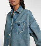 Платье-рубашка из денима большого размера Prada, Mid Blue - фото 4