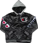 Куртка Supreme x Champion Hooded Satin Varsity Jacket 'Black', черный - фото 2