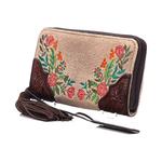 Кошелек-клатч Ariat Cactus Cruiser Flowers, бежевый/коричневый - фото 4