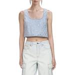 Топ кроп деним с декором Self-portrait, синий - фото 4