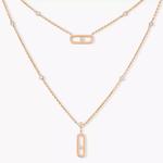 Колье Messika Move Uno 2 Rows, розовое золото/бриллианты - фото 2