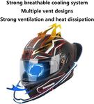 Шлем мотоциклетный TONCXRW Bluetooth, черный / зеленый - фото 6