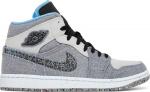 Кроссовки Air Jordan 1 Mid Crater Grey University Blue, серый - фото