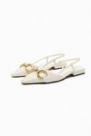 Туфли Zara Embellished Flat Slingback, белый - фото 3