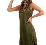 Платье Sierra Satin с завязкой на спине цвета мох Lucca, Moss - фото 3