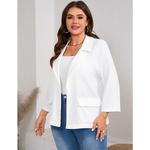 Женский блейзер с лацканами и карманами Boddysize, Navy Blue - фото 3