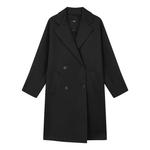 Пальто (WMNS) FILA Milano Solid Color Mid-Length Knitted Coat 'Black' - фото