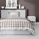 Постельное белье из сатина 140х200 клетчатое бежевое Detexpol - фото 4