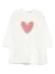 Платье с рюшами и принтом в виде сердечек Moncler Enfant, белый - фото
