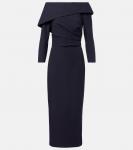 Платье миди из крепа с открытыми плечами Safiyaa, Midnight Navy - фото