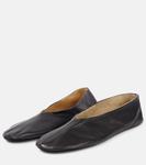 Кожаные слипоны The Row, черный - фото 4