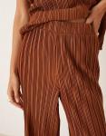 Широкие брюки-плиссе Vila, бронзового цвета - фото 3