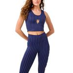 Женский топ-кроп с принтом New York Mets в темно-синем цвете Terez - фото